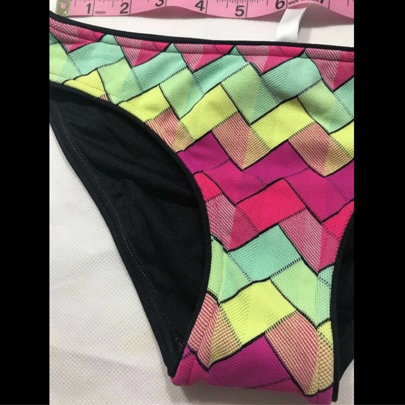 NWT Seafolly Beach Vibe Hipster Bikini Bottom [ 4 US ] Pink yellow‎ green - Picture 4 of 8